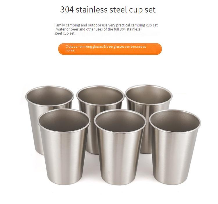 Campingbecher-Set aus Edelstahl 304 – 8-teiliges Outdoor-Trinkgeschirr für Picknick und Reisen (unzerbrechlich, rostfrei, vielseitig einsetzbar für Bier/Whiskey/Heißgetränke)_voghion.com