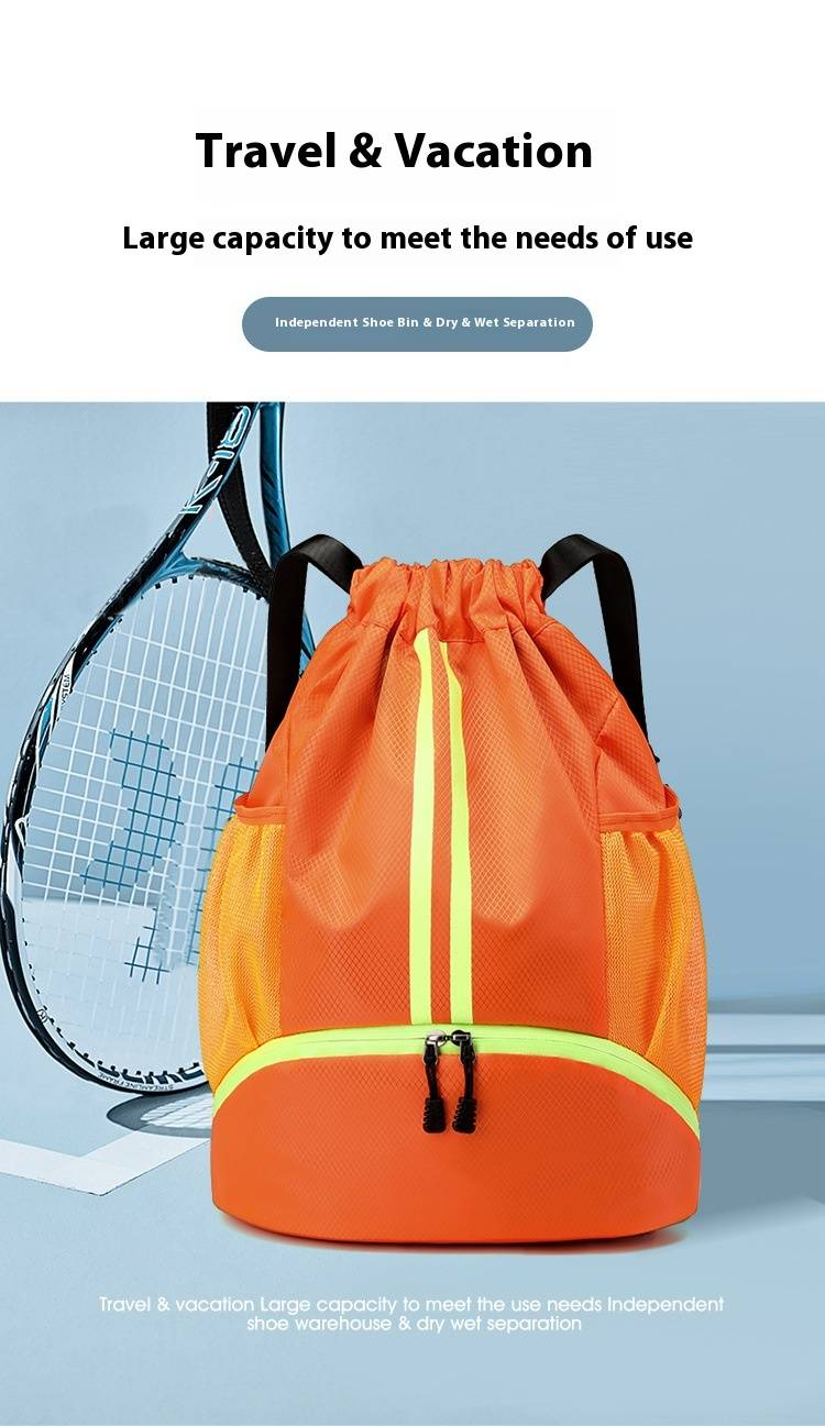 Drawstring Backpack - Waterproof & Dry/Wet Separate Compartment, Lightweight Outdoor Sports Bag For Hiking, Gym & Travel_voghion.com