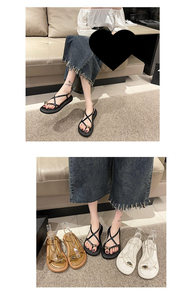 Retro Clip-toe Sandals Women's Summer Cross Strap Fairy Flat Beach Shoes_voghion.com
