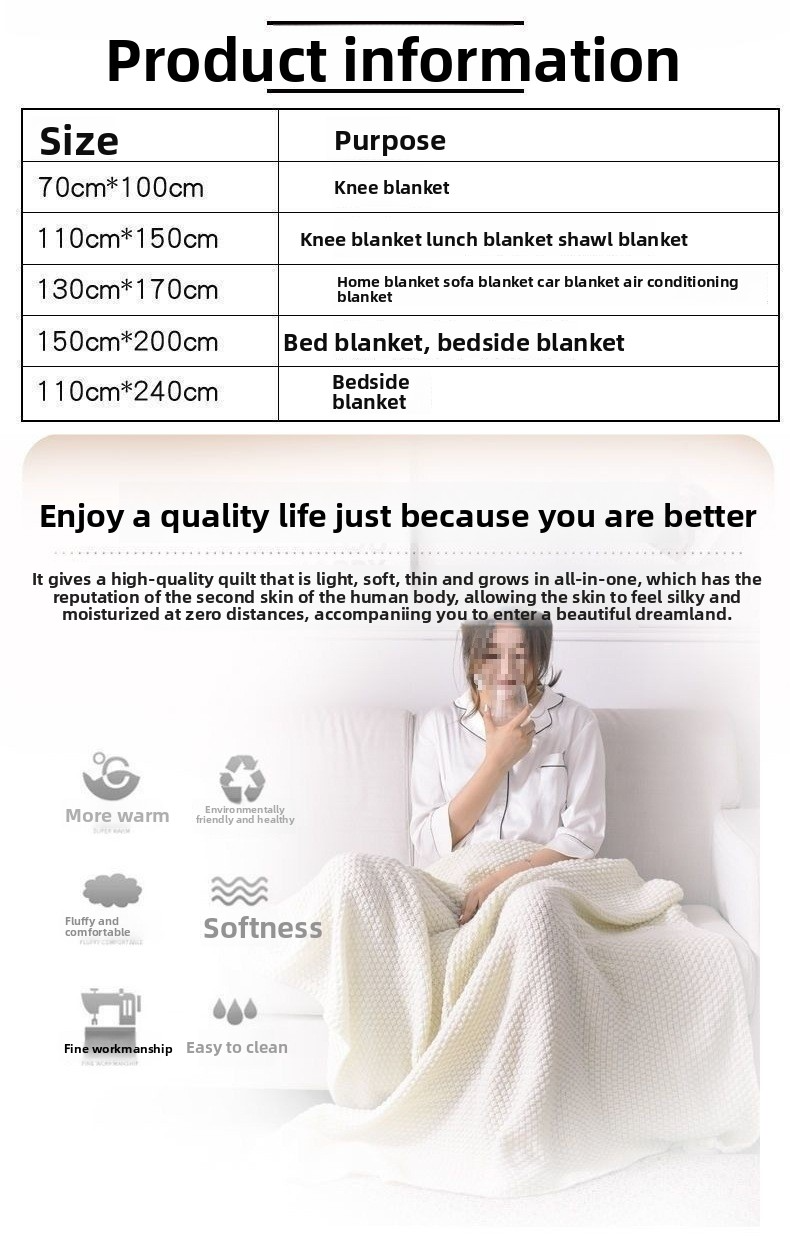 Premium Cotton Knit Throw Blanket - Soft & Breathable For Sofa, Office Nap, And Home Decor (Beige/Grey, Lightweight, OEKO-TEX Certified)_voghion.com