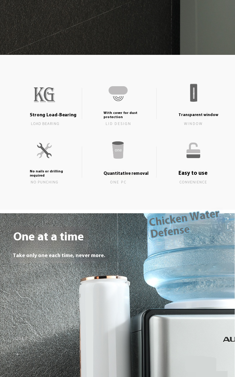 Becherspender mit Goldrand zur Wandmontage – Moderner Organizer ohne Bohren für Küche, Büro und Wohnheim (Einzel-/Doppelrohr, 3 Farben)_voghion.com