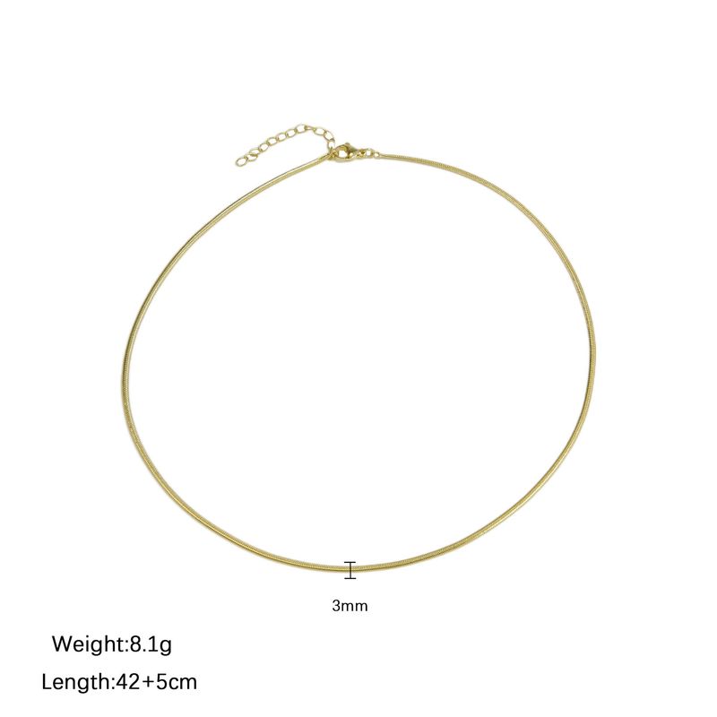 Collier chaîne serpent plate en laiton plaqué or 18 carats pour femme, chaîne de clavicule géométrique minimaliste à superposer, pièce tendance_voghion.com