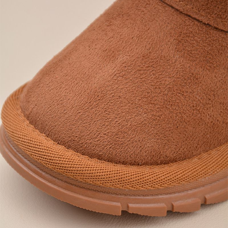 Bottes d'hiver à boucle pour enfants – Bottes de neige en daim doublées polaire avec brides réglables, semelle souple pour garçons et filles (noir, camel, pointures 22 à 27)_voghion.com