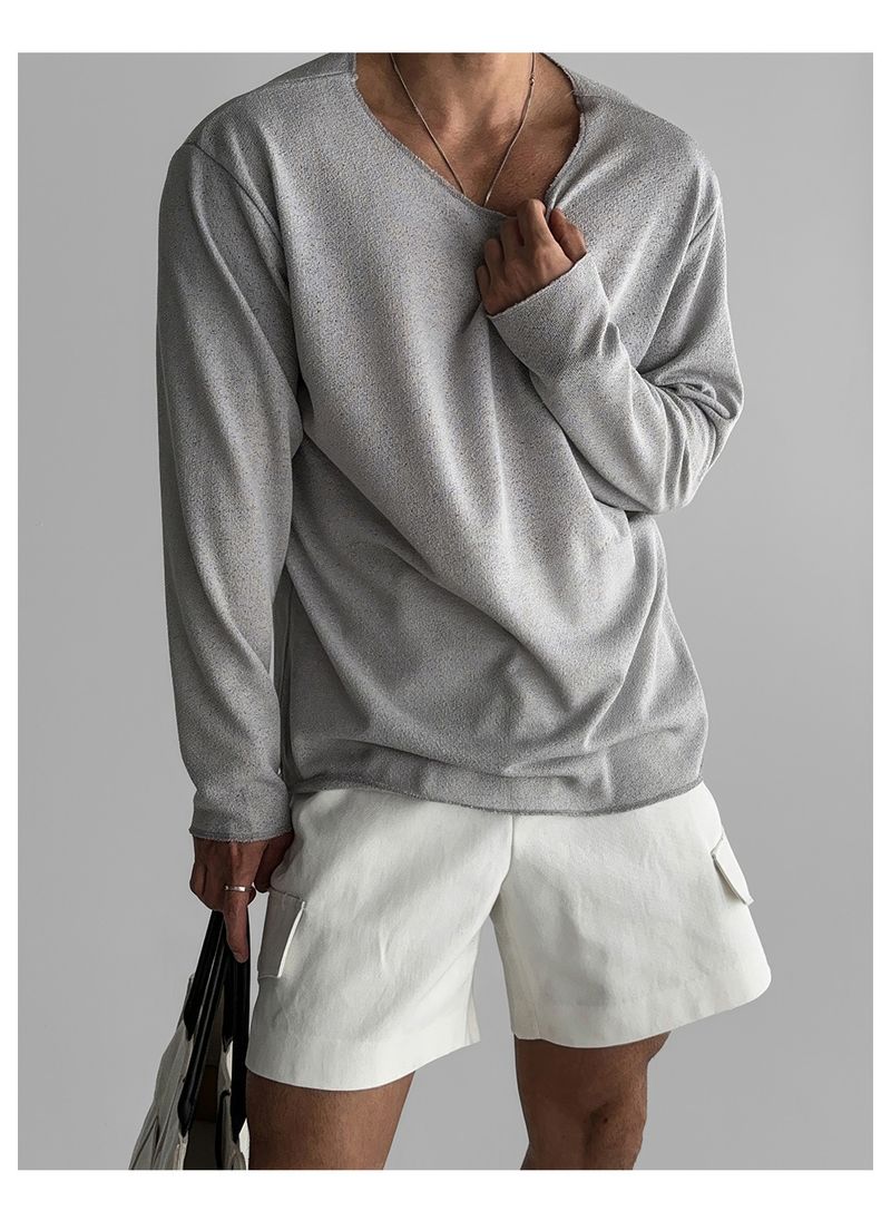 Lightweight Breathable Sunscreen Long Sleeved Knitted T Shirt Men's Summer American Style Casual Loose T Shirt_voghion.com