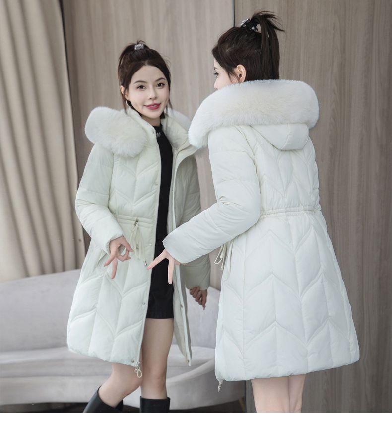 Dameskleding Winter Dons Katoenen Jas Dames Mid Lengte Stijl Taille Verdikking Warme Grote Bontkraag Katoenen Jas Nieuwe Katoenen Jas_voghion.com