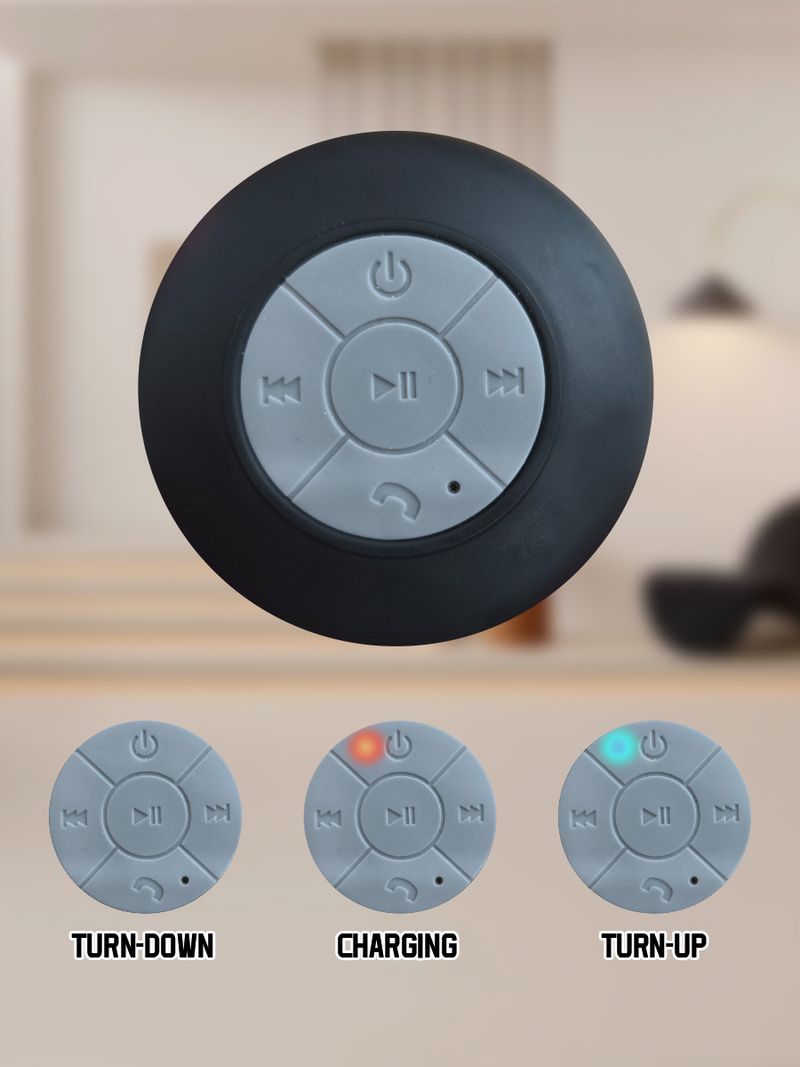 Wasserdichter Bluetooth-Lautsprecher mit bunten LED-Leuchten, starkem Saugnapf und Telefonhalter, tragbarer Mini-Lautsprecher für den Außenbereich/Show_voghion.com
