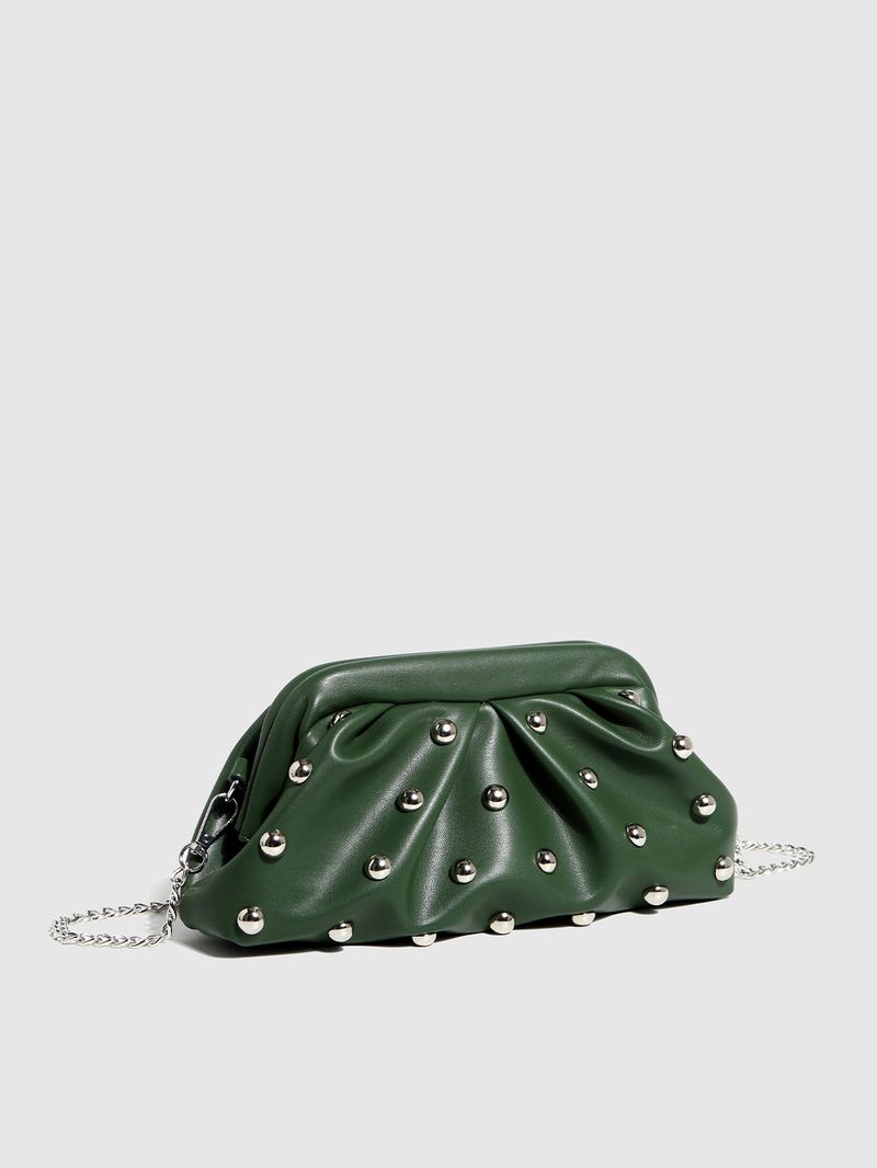 Borse da donna, nuova borsa a pieghe a forma di gnocco, pochette con rivetti, borsa a tracolla con catena, borsa a tracolla con clip, borsa per bambini_voghion.com