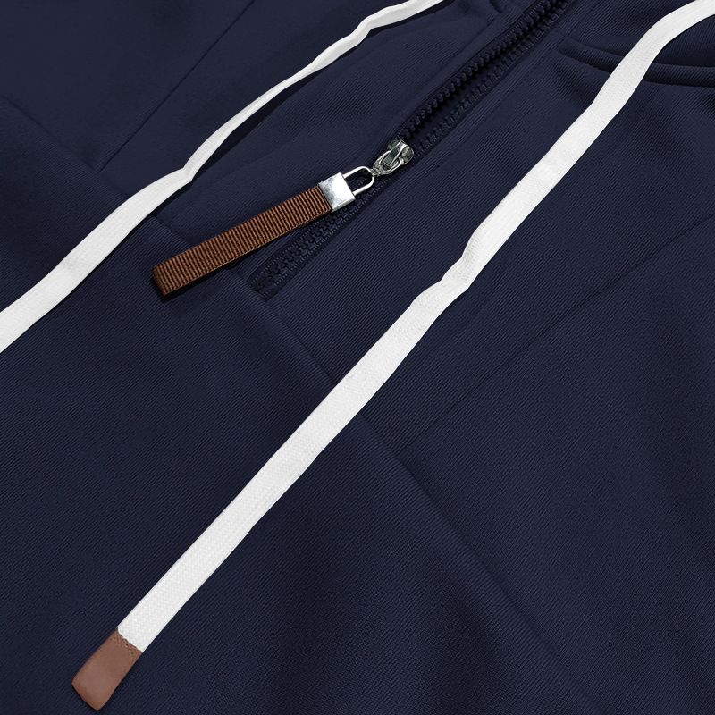 Felpa con cappuccio stile americano, foderata in pile, mezza zip, alla moda, a maniche lunghe, vestibilità ampia, da uomo, primavera e autunno_voghion.com