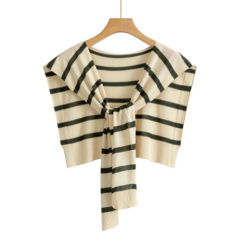 Women's Clothing Thin Striped Ice Silk Knitted Shawl For Women In Summer With Skirt For Outer Wear Sun Protection Thin Shoulder With Collar_voghion.com