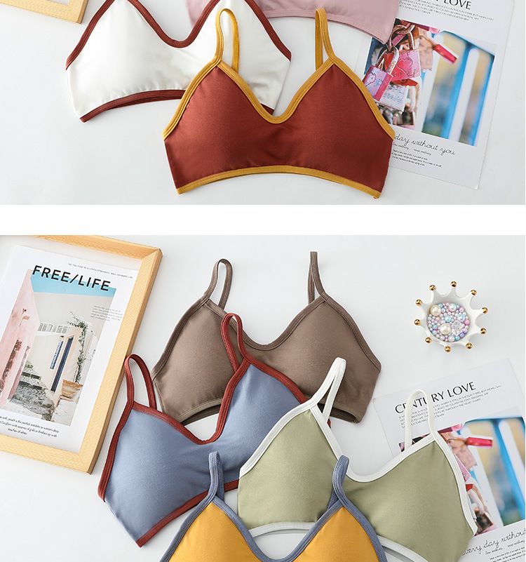 Canotta sexy da donna in puro cotone senza spalline, con schiena colorata, che copre il torace, per ragazze con seno grande e slip piccolo._voghion.com