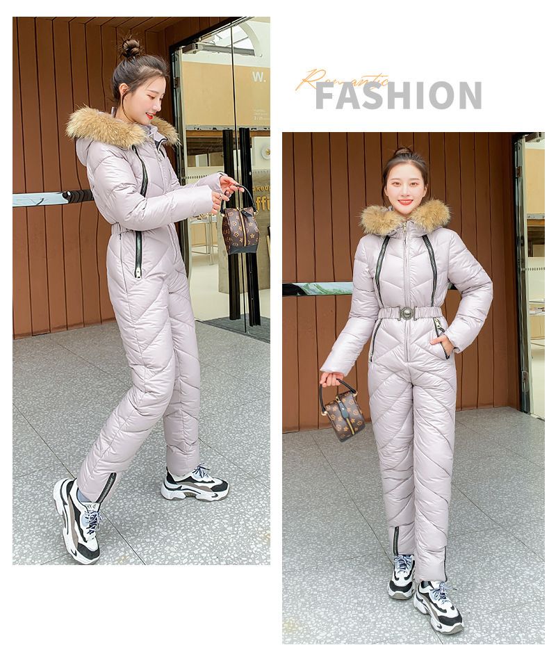 Women's Winter Hooded Puffer Coat With Removable Faux Fur Trim, Thickened Insulated Long Jacket For Skiing & Outdoor Activities_voghion.com