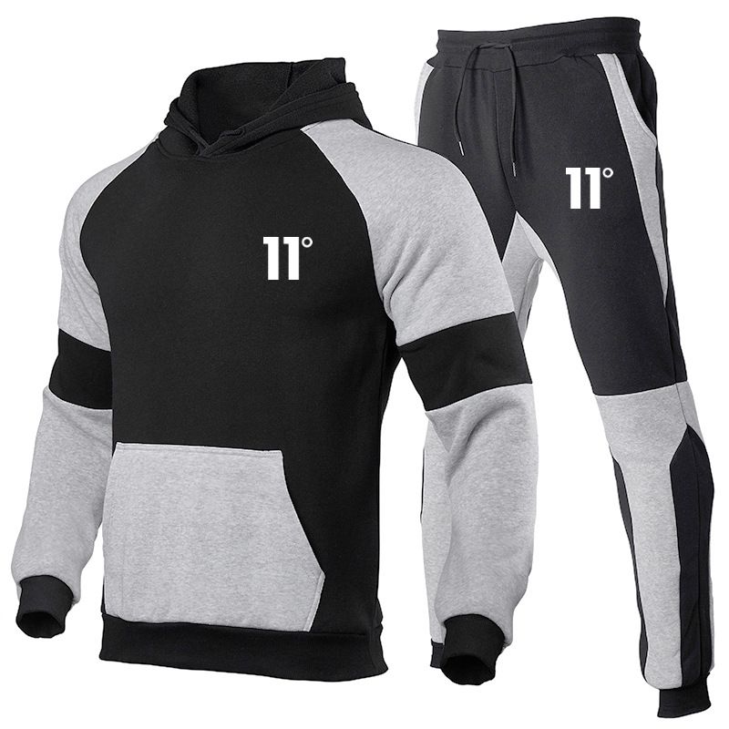 Set de hanorac cu glugă pentru bărbați, la modă, pentru toamnă și iarnă, din fleece îmbinat, set de sport cu glugă, imprimat la modă, de brand_voghion.com