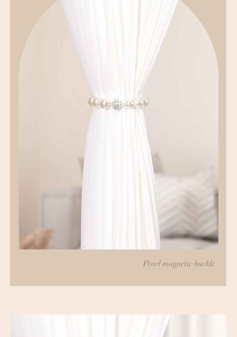 Modern Minimalist Tiebacks ABS Pearl Buckles Magnetic Luxury Curtain No-Drill Buckle Rings Tie Rope Pearlescent_voghion.com