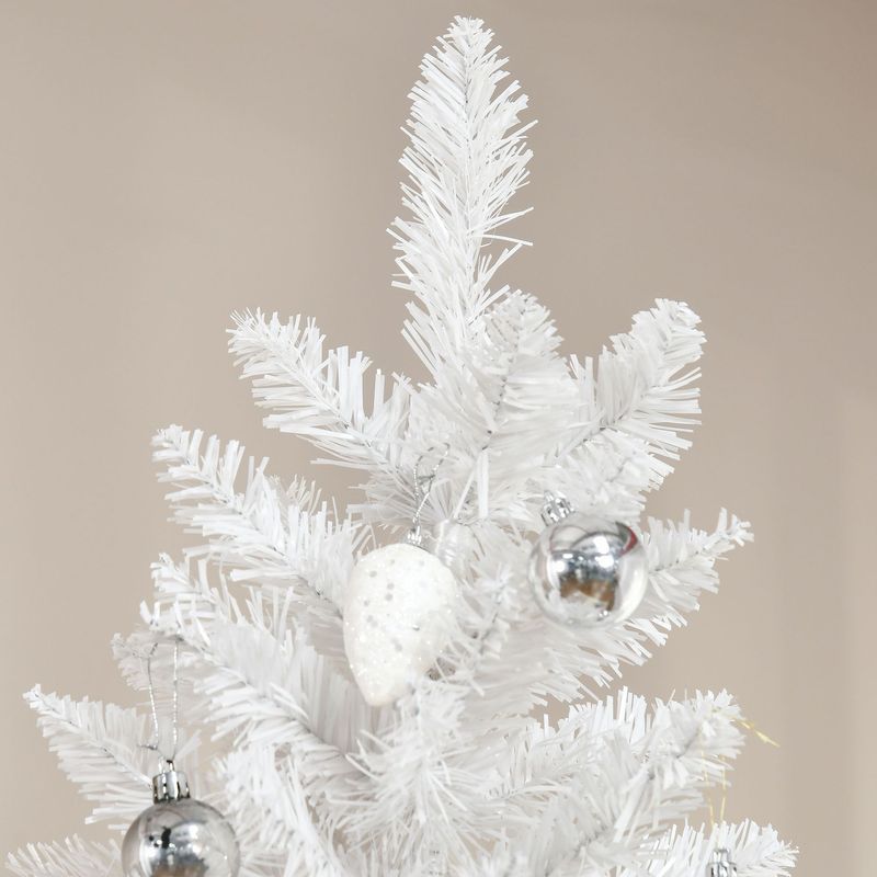 6' Tall Unlit Pencil Fir Artificial Christmas Tree With Realistic Branches And Steel Base, Pink And White_voghion.com