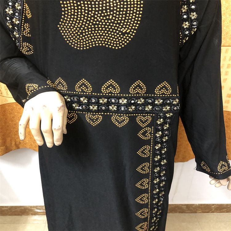 Frauen Kleidung spleißen band heißer diamant taille elegante frauen rock großen rock schwarz robe ABAYA_voghion.com