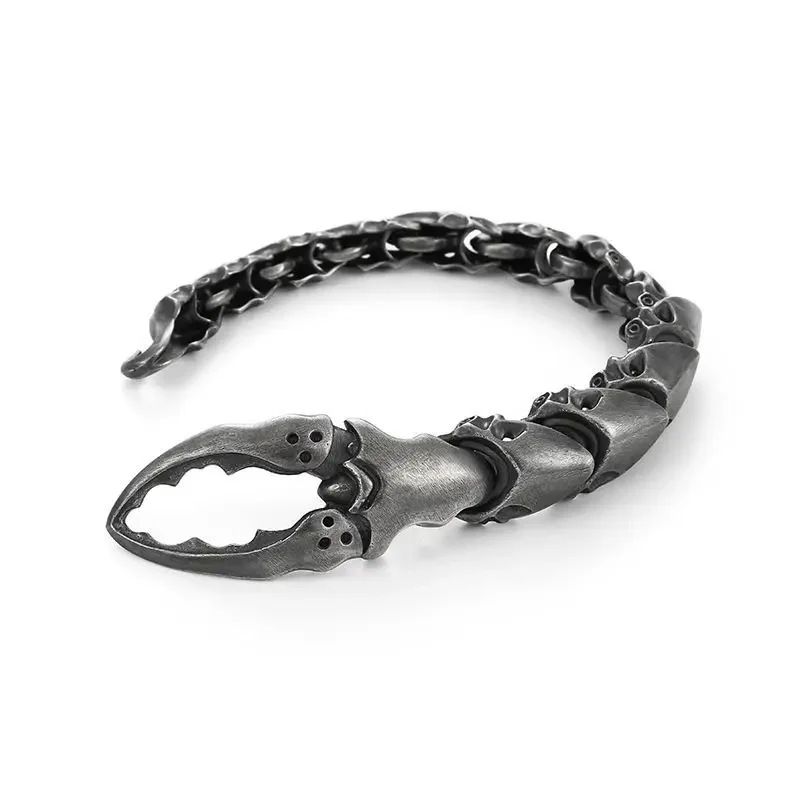 Bracelet homme style punk, griffe de scorpion noire, style hip-hop, cool, accessoires_voghion.com