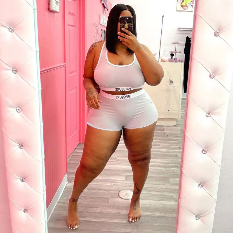 Vêtements pour femmes Station indépendante mode décontracté Sexy lettre imprimer maillot de bain deux pièces ensemble_voghion.com