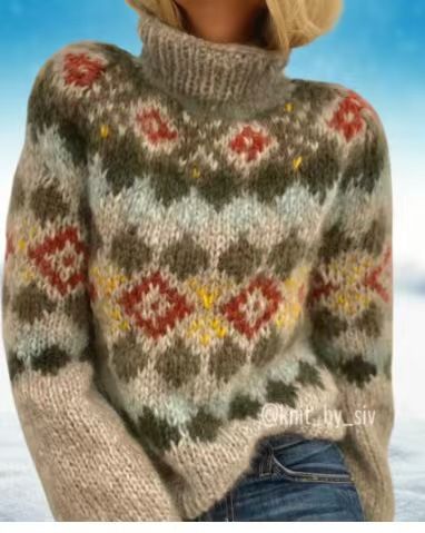 Pull en tricot à col montant pour femme, coupe ample, style décontracté et de bureau_voghion.com