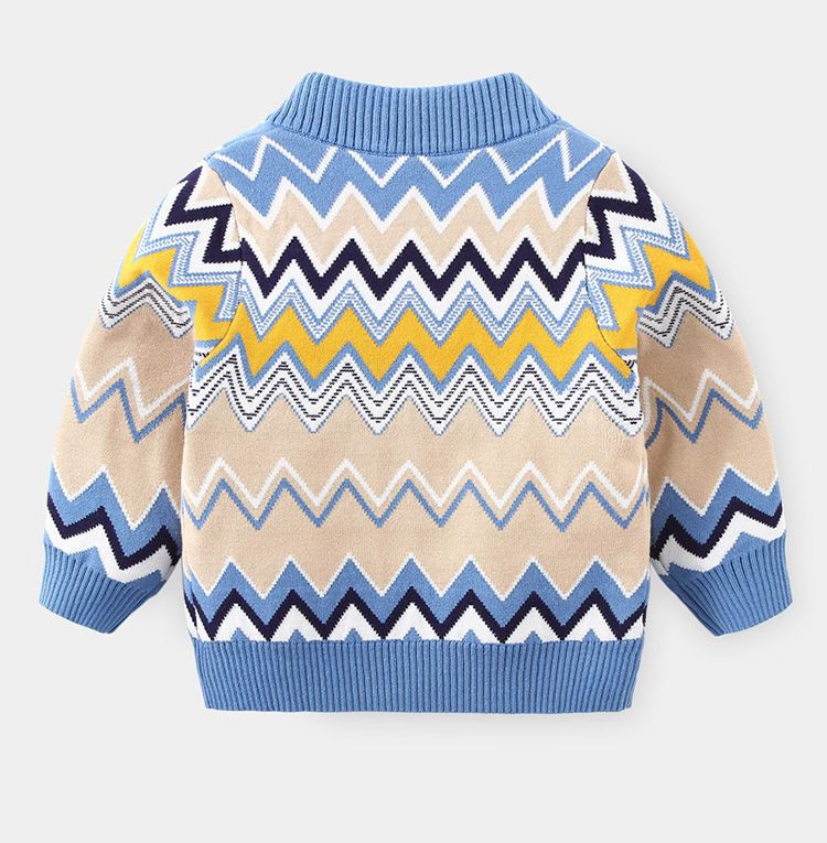 Pull pour garçon Pull décontracté multicolore Pull en coton et polaire pour enfants_voghion.com