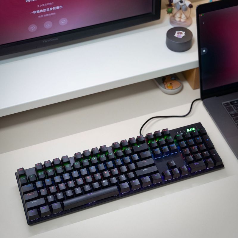Keyboard Designer Ling Key Real Mechanical Keyboard Wired 87/104 Key Luminous Green And Black Tea Shaft Wired Keyboard_voghion.com