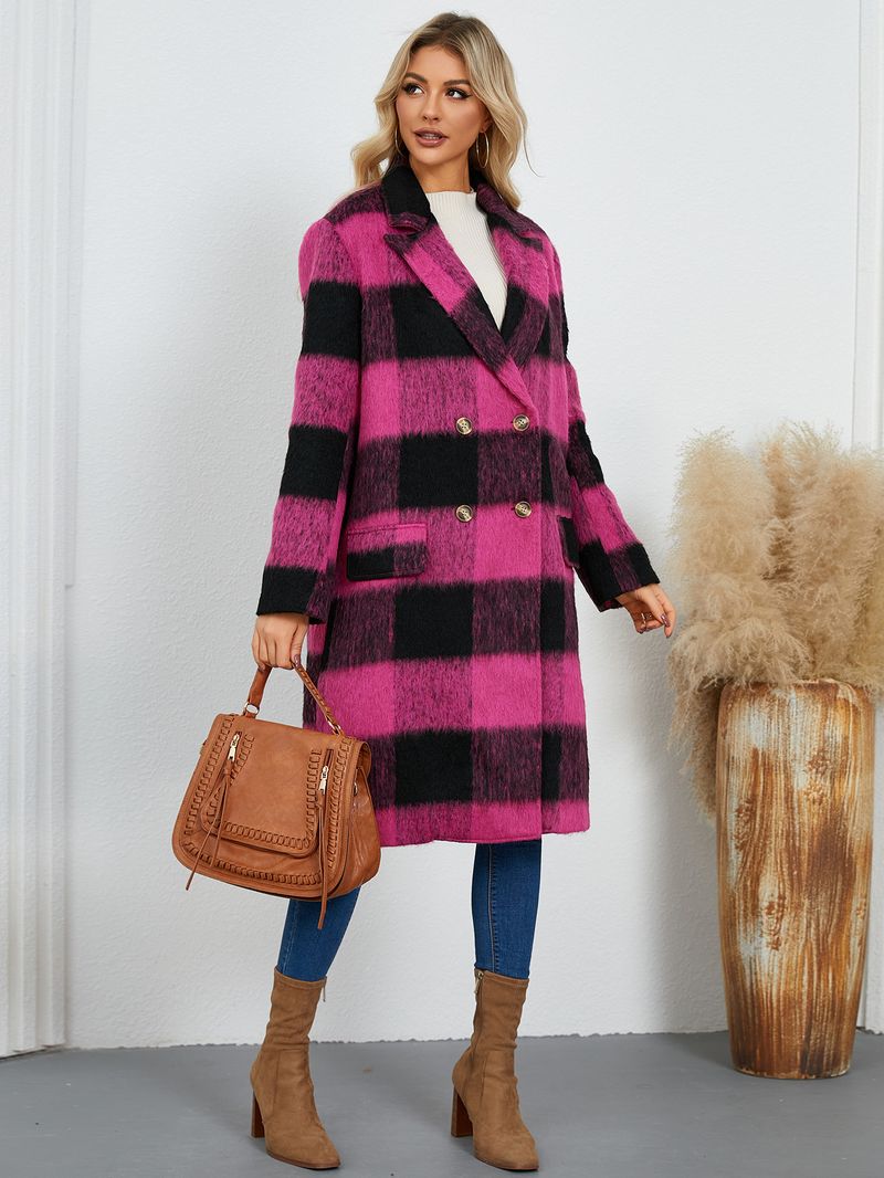 2024 Winter New Long Plaid Double-Sided Wool Coat With High-End Suit Collar Woolen Jacket_voghion.com