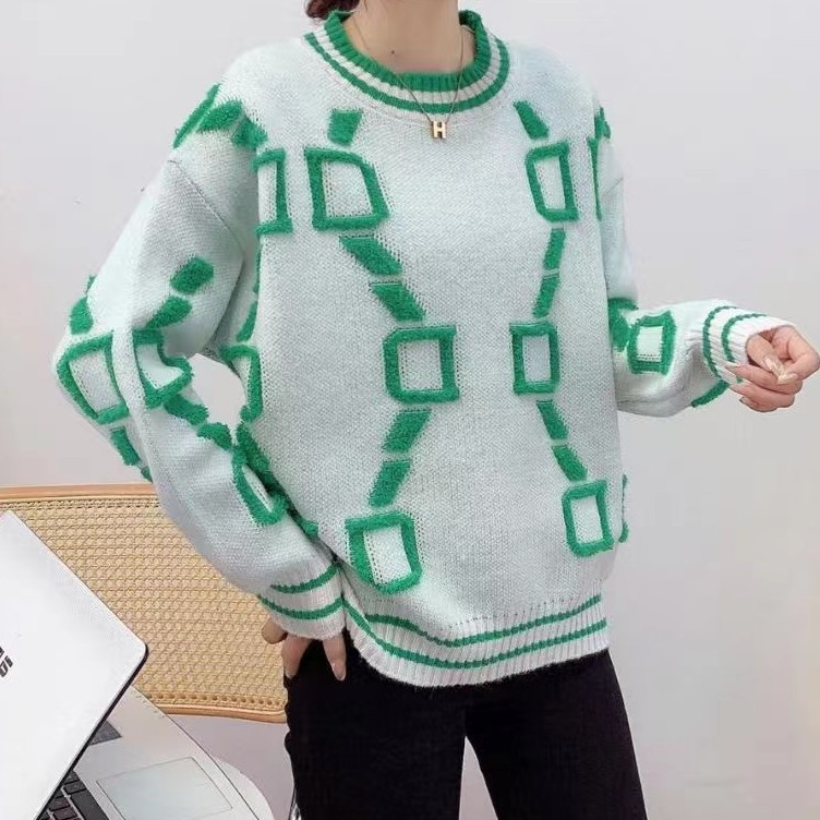 Locker gestrickter Damenpullover mit Rundhalsausschnitt, grenzüberschreitender Slouchy-Pullover_voghion.com