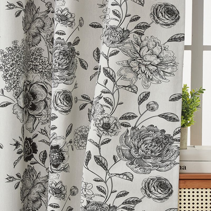 Blackout Curtains - British & American Floral Print With Grommet Top, Eco-Friendly Coating For Living Room & Bedroom (100% Light Blocking)_voghion.com