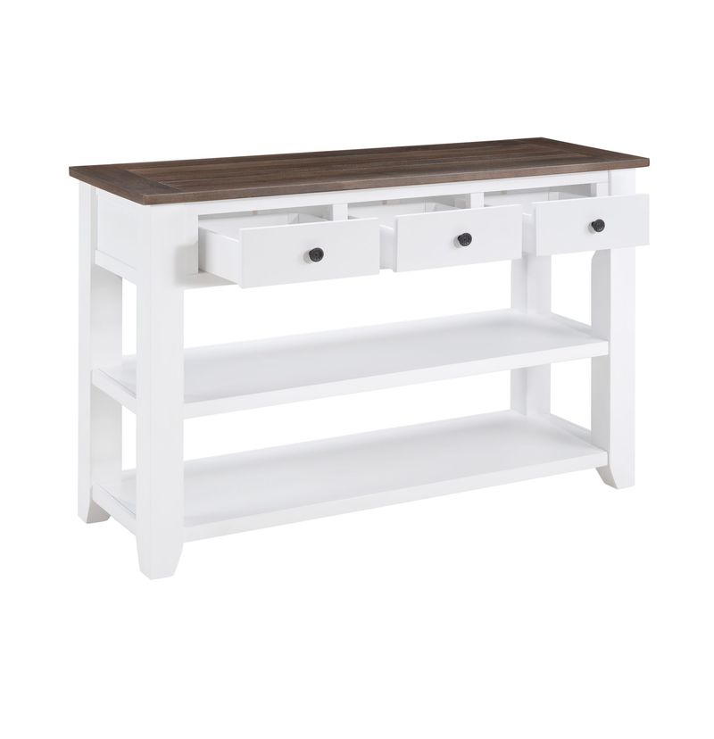 Retro Design Console Table With Two Open Shelves, Pine Solid Wood Frame And Legs For Living Room_voghion.com