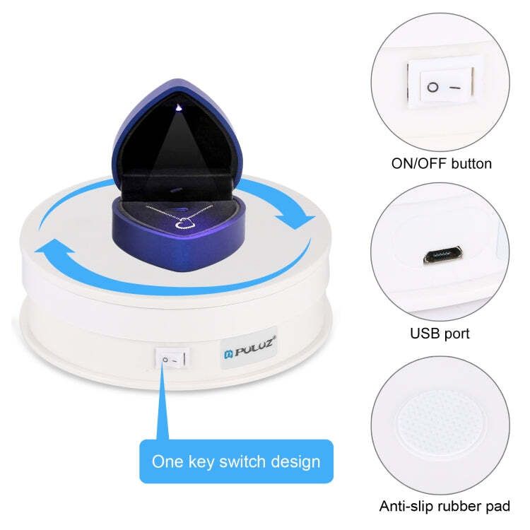 PULUZ 15cm USB Electric Rotating Turntable Display Stand Video Shooting Props._voghion.com