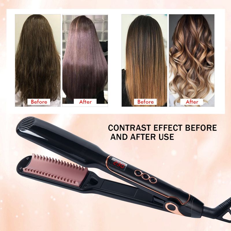 Piastra lisciante per capelli 2 in 1, display LCD per uso domestico, rullo lisciante per capelli, modello multifunzionale, vendita calda_voghion.com