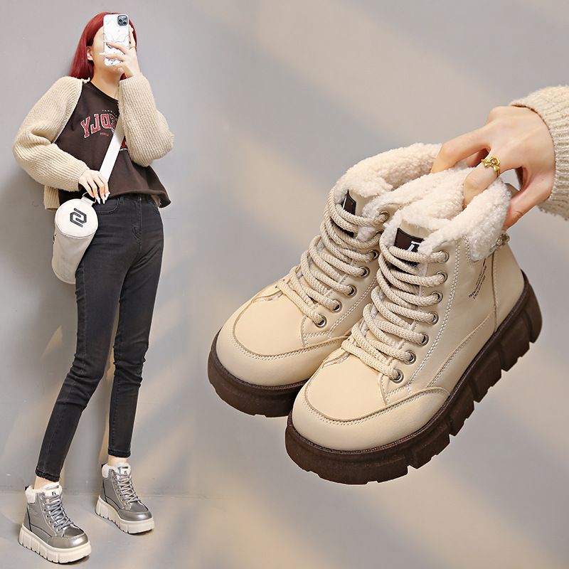 Martin Boots High-top Velvet Dames Student Dikke zool Casual Warm Straatfoto_voghion.com