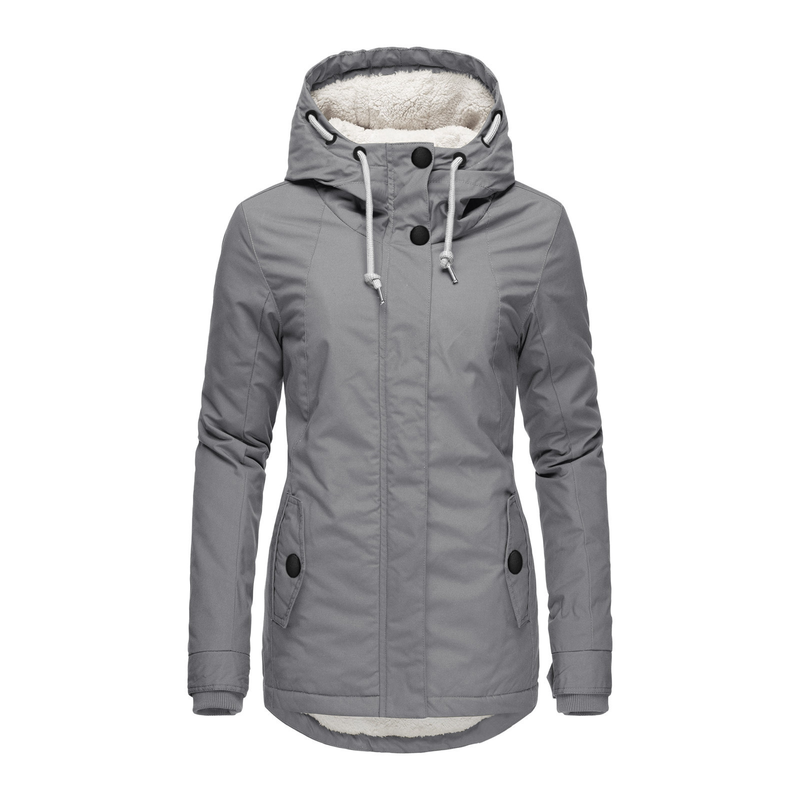Women's fashion plus fleece thick hooded coat warm mid-length women's quilted jacket_voghion.com