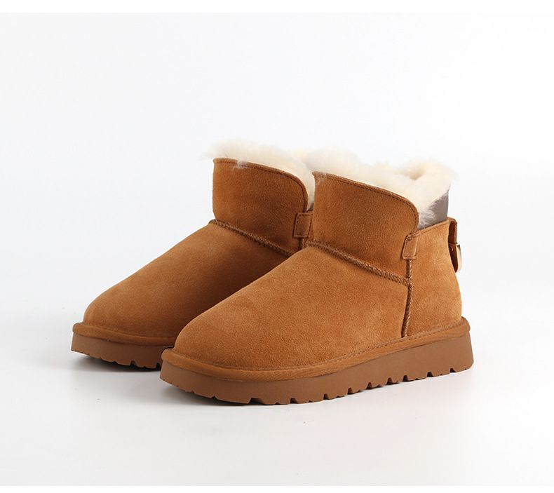 Winter New Genuine Leather Plush and Thick Cotton Shoes with Integrated Leather and Fur Anti Slip Boots_voghion.com