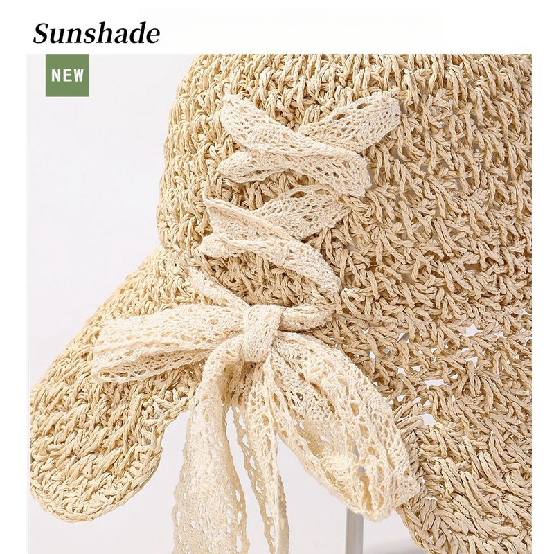 Cappello da sole fatto a mano con tesa larga, fatto a mano, con cinturino in pizzo, da fata, estivo, da gita, protezione solare, 56-58 cm_voghion.com