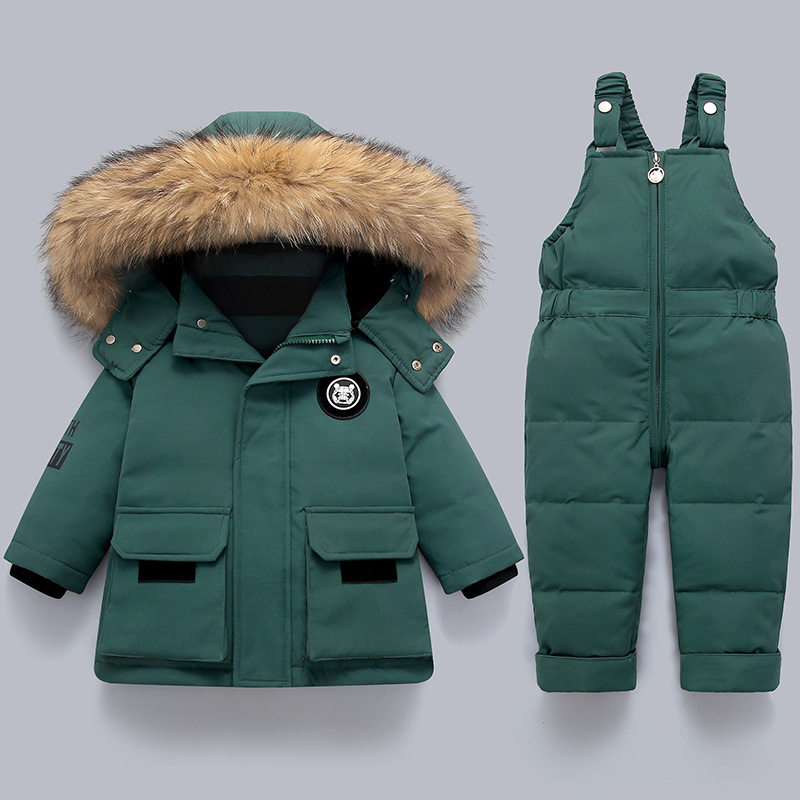 Conjunto de chaqueta de plumas para niños, bebés y niños pequeños de 1 a 5 años, bebés varones y mujeres, nuevo conjunto de dos piezas de invierno, chaqueta de plumas + mono_voghion.com