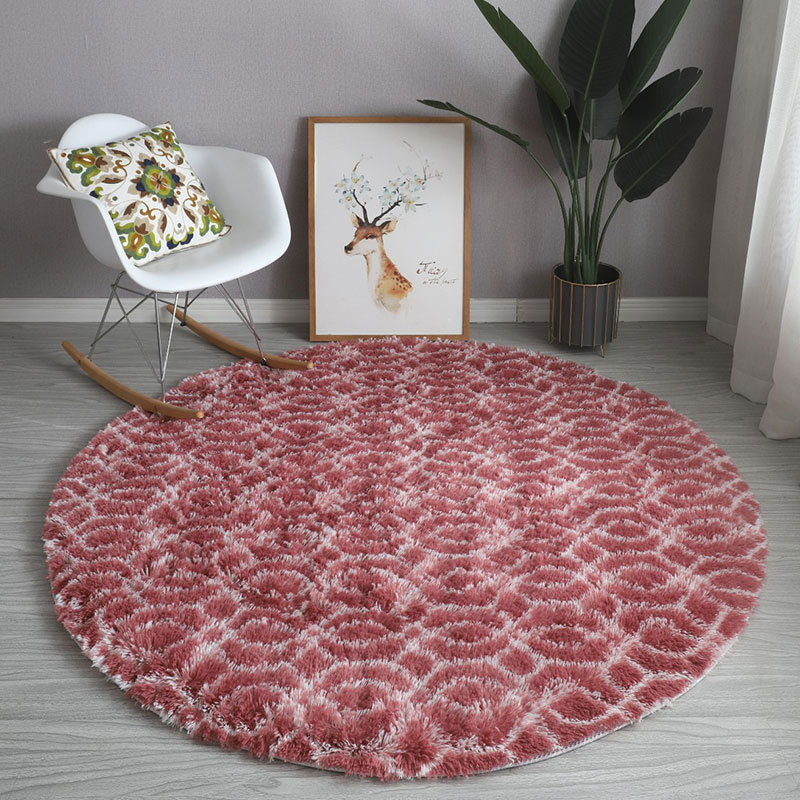 Nordischer Batik-Schlafzimmerteppich, Plüsch-Karo-Wohnzimmer-Bodenmatte, Sofa, Couchtisch, Erkerfenstermatte, Bettdecke aus roter Netzwolle aus Seide_voghion.com