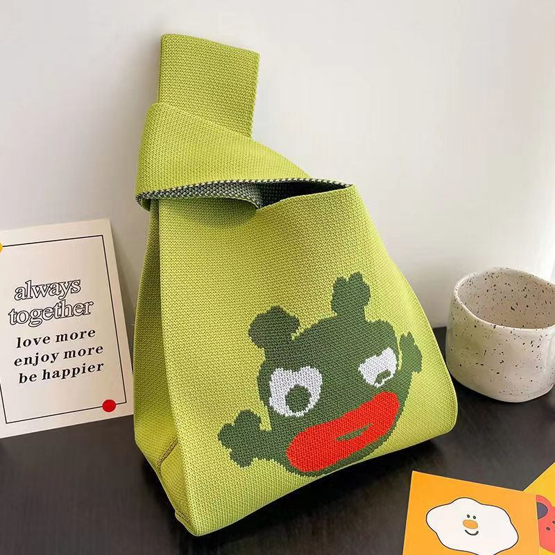 ins Panda Borsa a mano Borsa da donna Borsa in maglia Borsa a secchiello in lana con regalo a mano Borsa tote Borsa per il pranzo in scatola_voghion.com