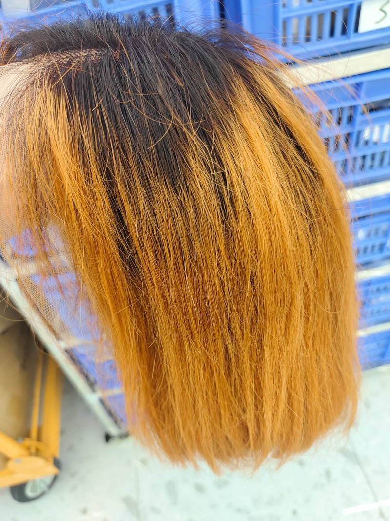 Kurze Bob-Perücke, Ingwer-Spitzenfrontperücke aus Echthaar für Frauen, gerader Bob, 13 x 4 Zoll, Spitze, Ombre, orangefarbene Remy-Haarperücke_voghion.com