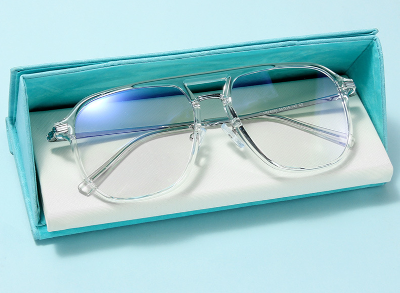 Unisex-Doppelstrahl-Brillenrahmen, optische Myopie, nicht magnetische Spiegelbeine, leichter und modischer Flachspiegel, Anti-Blaulicht_voghion.com