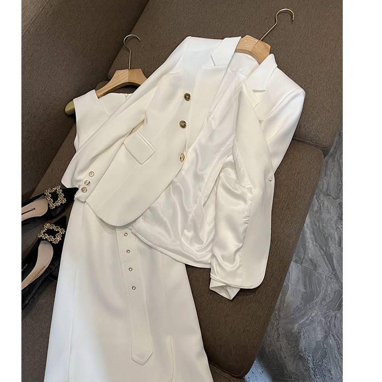 Formalne prigode, moderan, moderan, korejski, zreli, elegantan, damski, vrhunski bijeli sako za žene_voghion.com