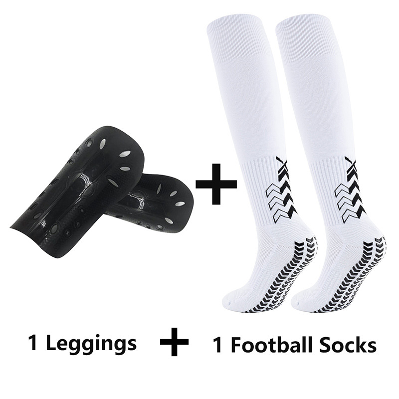 Calzini da calcio spessi per adulti, set di combinazione di cuscinetti per le gambe, calzini adesivi antiscivolo per studenti universitari_voghion.com