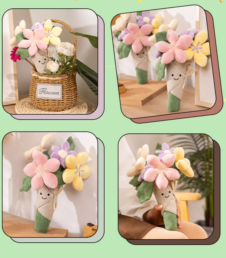Gefüllte Plüschtiere Puppe hält Blumenpuppe Spaß Plüschtier süße Blumenstraußpuppe_voghion.com