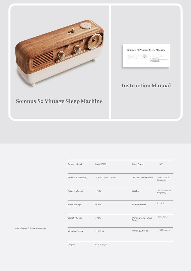 Slaaphulp Geluidsmachine Wit Voor Volwassenen, Kinderen, Slapende Baby's - Witte Ruismachine Somnus S2 Vintage Slaapmachine_voghion.com