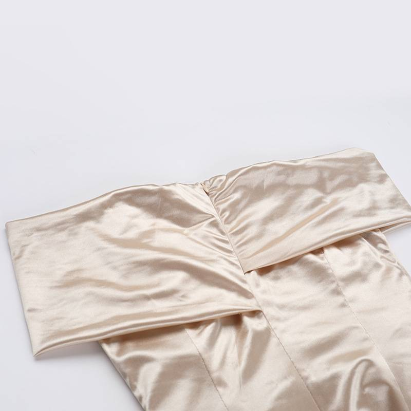 Off Shoulder Side Split Open Backpack Hip A-line High Waist Women's Dress_voghion.com