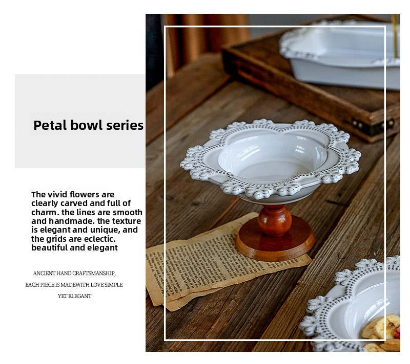 Vintage-Keramikschalen – Elegante Salat- und Dessertschalen mit Blumenprägung für Joghurt, Obst und elegantes Essen_voghion.com