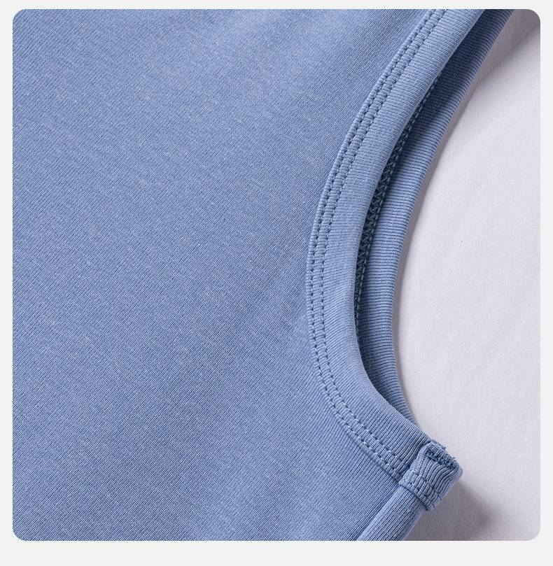 Colete masculino de algodão slim fit - Camiseta respirável com gola redonda e sem mangas para o verão, esportes e uso casual (branco, preto, cinza, azul)_voghion.com