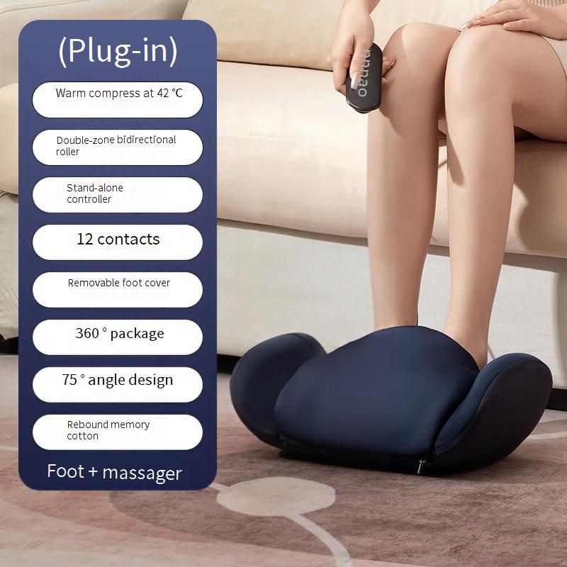 Automatic Foot & Calf Massager With Heat Therapy - Adjustable Modes, Remote Control, Detachable & Washable For Home Relaxation_voghion.com