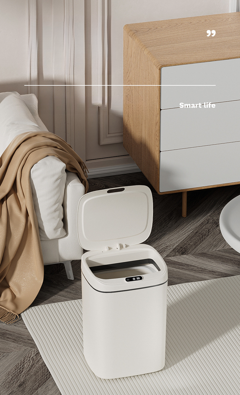 Intelligenter Mülleimer mit großer Kapazität und vollautomatischer Deckelöffnung und Abstandssensor für das Badezimmer_voghion.com