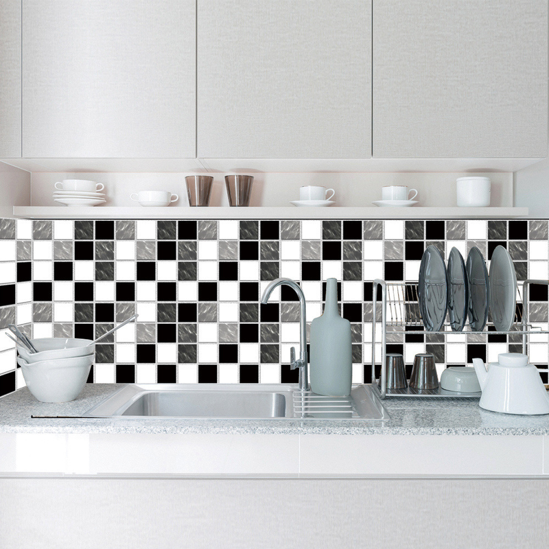 MSC077-0923D Mosaik Krystal Flise Klistermærke Glas Tile DIY Vandtæt selvklæbende vægklistermærke_voghion.com