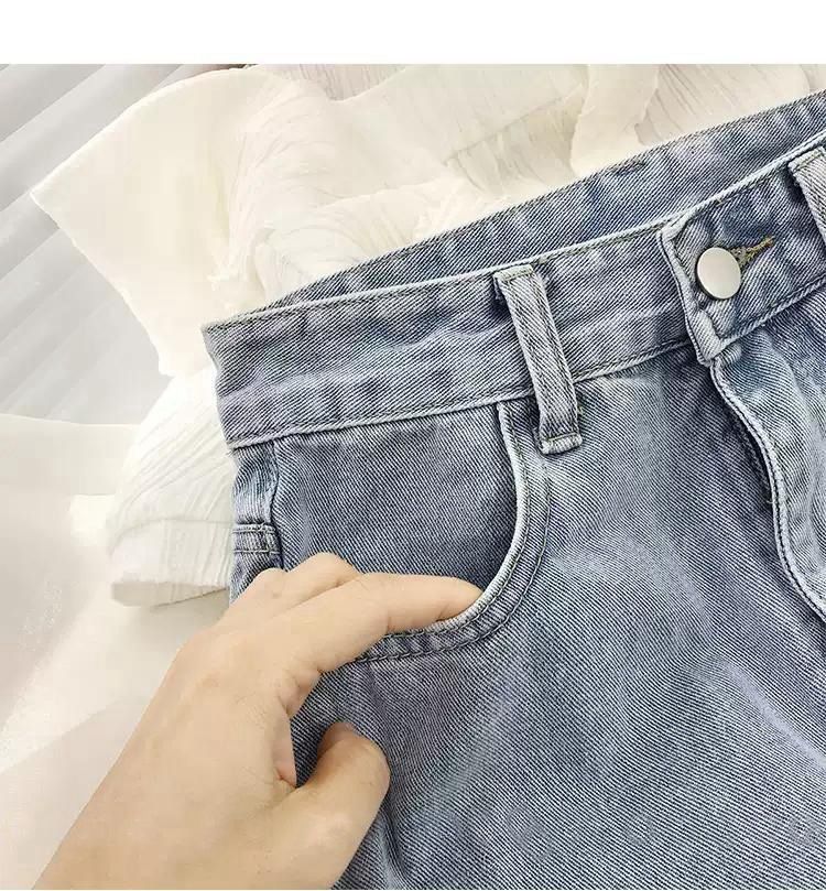 Vita alta e denim piccolo A-line a metà per le donne nell'estate del 2024, nuovo famoso spacco dimagrante avvolto su Internet_voghion.com